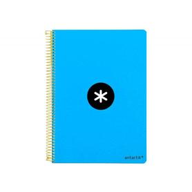 Cuaderno espiral liderpapel a5 antartik tapa dura 80h 100 gr cuadro 5mm con margen color azul
