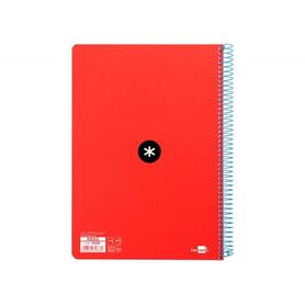 Cuaderno espiral liderpapel a4 micro antartik tapa dura 80h 100 gr cuadro 5mm sin bandas 4 taladros color rojo