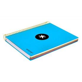 Cuaderno espiral liderpapel a5 micro antartik tapa forrada 120h 100g liso con bandas 6 taladros color azul