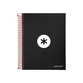 Cuaderno espiral liderpapel a5 micro antartik tapa forrada120h 100 gr cuadro 5mm 5 bandas 6 taladros color negro