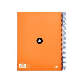 Cuaderno espiral liderpapel a4 micro antartik tapa forrada 120h 100 gr cuadro5mm 5 bandas 4 taladros color naranja flulu