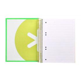 Cuaderno espiral liderpapel a5 micro antartik tapa forrada 120h 100 gr horizontal 5 bandas 6 taladros color verde fluouo