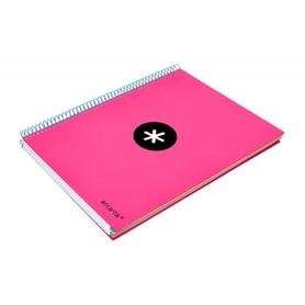 Cuaderno espiral liderpapel a4 micro antartik tapa forrada 120h 100 gr horizontal 5 bandas 4 taladros color rosa