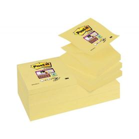 Bloc de notas adhesivas quita y pon post-it super sticky 76x76 mm zigzag con 12 bloc amarillo canario