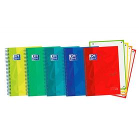 Cuaderno espiral oxford ebook 4 tapa extradura din a5+ 120 h microperforadas cuadro 5 mm colores vivos surtidos