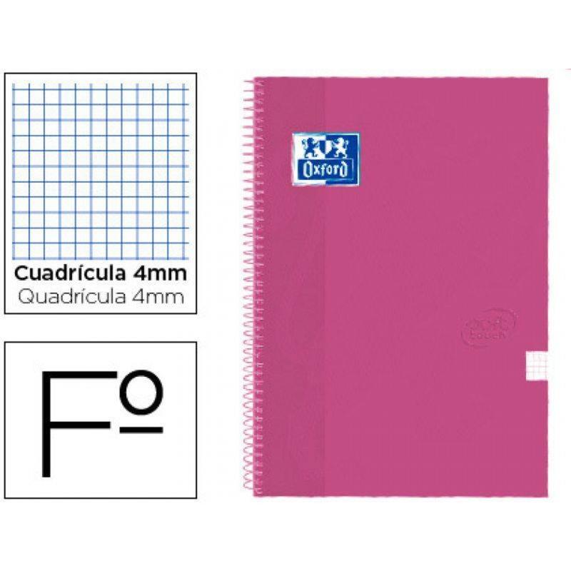 Cuaderno espiral oxford tapa extradura folio 80 h cuadricula 4 mm coral touch