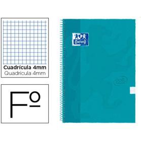 Cuaderno espiral oxford tapa extradura folio 80 h cuadricula 4 mm aqua intenso touch