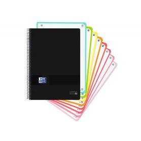 Cuaderno espiral oxford ebook 8 tapa plastico din a4+ 160 h cuadricula 5 mm blackn colors turquesa