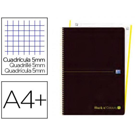 Cuaderno espiral oxford ebook 1 tapa plastico din a4+ 80 h cuadricula 5 mm blackn colors lima