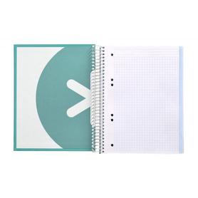 Cuaderno espiral liderpapel a5 micro antartik tapa forrada120h 100 gr cuadro 5 mm 5 band6 taladros color menta