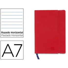 Libreta liderpapel simil piel a7 120 hojas 70g/m2 horizontal sin margen rojo