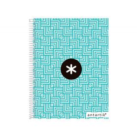 Cuaderno espiral liderpapel a6 micro antartik tapa forrada100h 100 gr cuadro 5mm 4 bandatrending color turquesa