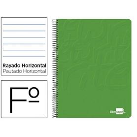Cuaderno espiral liderpapel folio write tapa blanda 80h 60gr horizontal con margen color verde
