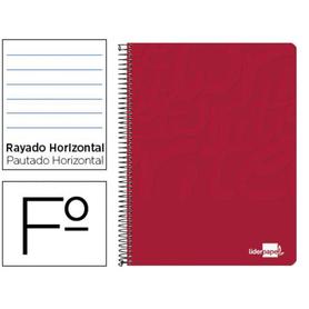 Cuaderno espiral liderpapel folio write tapa blanda 80h 60gr horizontal con margen color rojo