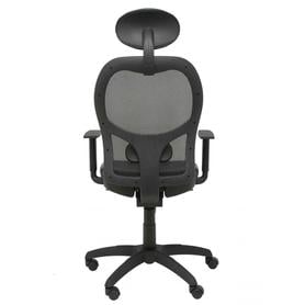 Silla Jorquera malla negra asiento similpiel negro con cabecero fijo