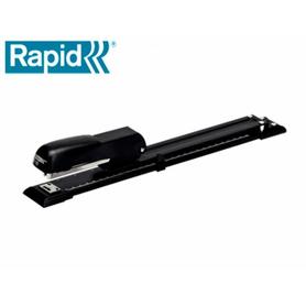 Grapadora rapid e15 metalica brazo largo capacidad 20 hojas usa grapas 24/6 y 26/26 color negro