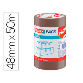 Cinta adhesiva tesa polipropileno marron 48 m x 50 mm para embalaje pack de 3 unidades