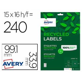 LR7162-15 - Etiqueta adhesiva avery blanca permanente reciclada 100% para impresora laser 99,1x33,9 mm caja de 240