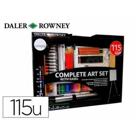 D196500604 - Set de pinturas daler rowney 115 piezas con caballete de aluminio plegable 457x73x584 mm