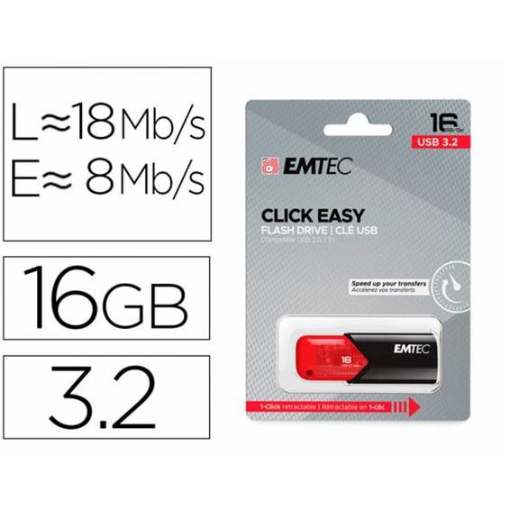 EMTEC E173096 - Memoria emtec usb 3.2 click easy 16 gb rojo