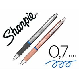 2162642 - Boligrafo sharpie metal premium retractil tinta gel azul 0,7 mm color gris acero y oro rosa