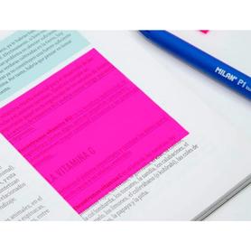 411260850 - Bloc de notas adhesivas quita y pon milan 76x76 mm removible plastico translucido rosa fluor 50