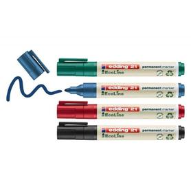 21-4-S - Rotulador edding 21 marcador permanente ecoline 90% reciclado bolsa 4 colores surtidos punta redonda 1,5-3