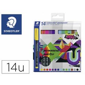 317 C14 - Rotulador staedtler lumocolor retroproyeccion punta de fibra permanente 317 caja de 14 unidades colores surtidos