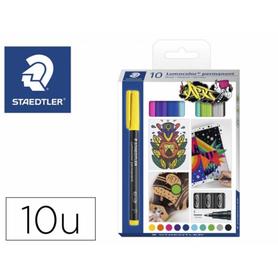 318 C10 - Rotulador staedtler lumocolor retroproyeccion punta de fibra permanente 318 caja de 10 unidades colores surtidos