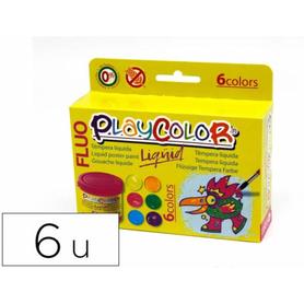 20111 - Tempera liquida playcolor liquid fluo 40 ml caja 6 unidades colores surtidos