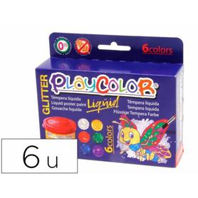 20221 - Tempera liquida playcolor liquid glitter 40 ml caja de 6 unidades colores surtidos