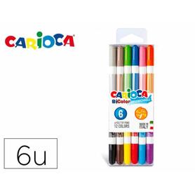 Rotulador carioca bi-color blister 6 unidades colores surtidos - 42269
