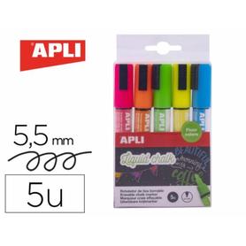 Rotulador apli tiza liquida punta redonda trazo 5,5 mm blister de 5 unidades colores surtidos - 13959