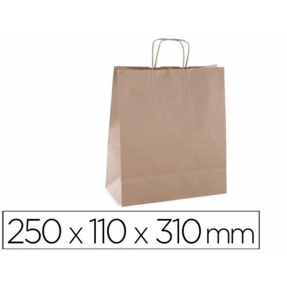 Bolsa kraft apli marron asa retorcida 250x110x310 mm paquete de 50 unidades - 101645