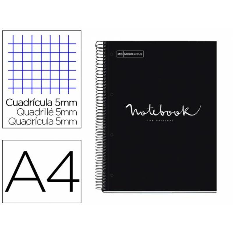 Cuaderno espiral miquelrius notebook 1 emotions tapa forrada din a4 microperforado 80 hojas 90g m2 cuadro 5 mm - MR46045