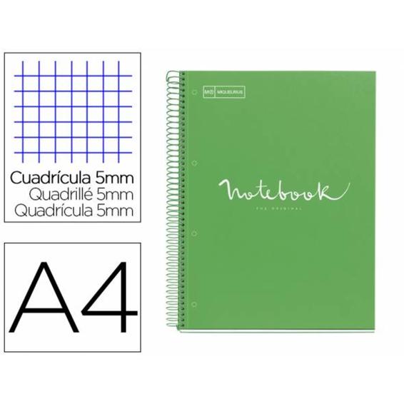 Cuaderno espiral miquelrius notebook 1 emotions tapa forrada din a4 microperforado 80 hojas 90g m2 cuadro 5 mm - MR46049