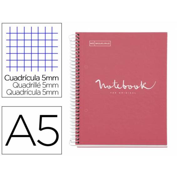 Cuaderno espiral miquelrius notebook 1 emotions tapa forrada din a5 microperforado 80 hojas 90g m2 cuadro 5 mm - MR46682