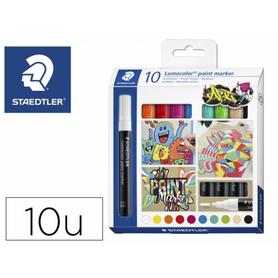 Rotulador staedtler tinta acrilica punta redonda 2,4 mm estuche de 10 unidades colores surtidos - 349 C10