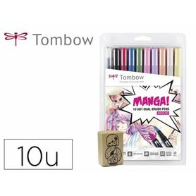 Rotulador tombow dual brush doble punta pincel manga shojo estuche de 10 unidades colores surtidos - ABT-10C-MANGA2