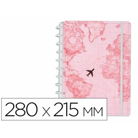 Cuaderno inteligente grande mapamundi rosa edicion gocase 280x215 mm - CIGD4107