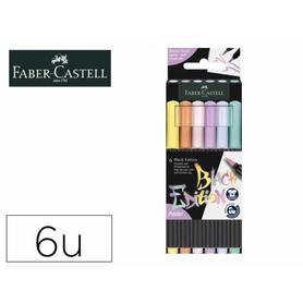 Rotulador faber castell edicion black punta de pincel pastel caja de 6 unidades colores surtidos - 116453