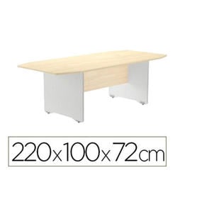 Mesa de reunion rocada meeting 3003ab04 estructura madera gris aluminio tablero madera blanco 220x100x72 cm