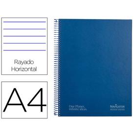 Cuaderno espiral navigator a4 micro tapa forrada 120h 80gr horizontal 5 bandas 4 taladros color azul marino - NA31