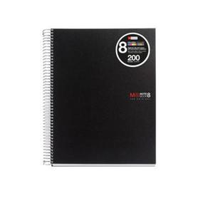 Block Note Book-8 Polipropileno A4 cuadricula 5x5 200 hojas negro - MR42006