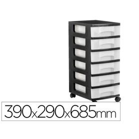 Cajonera archivo 2000 6 cajones transparente carcasa negra 6 litros con ruedas 390x290x685 mm - 1106R CS TL