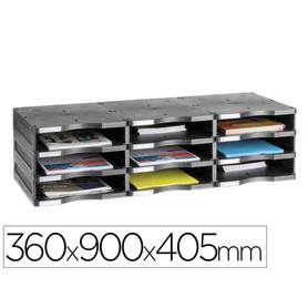 Archivador modular archivo 2000 archivodoc 9 casillas color negro 360x900x405 mm - 6533 NE