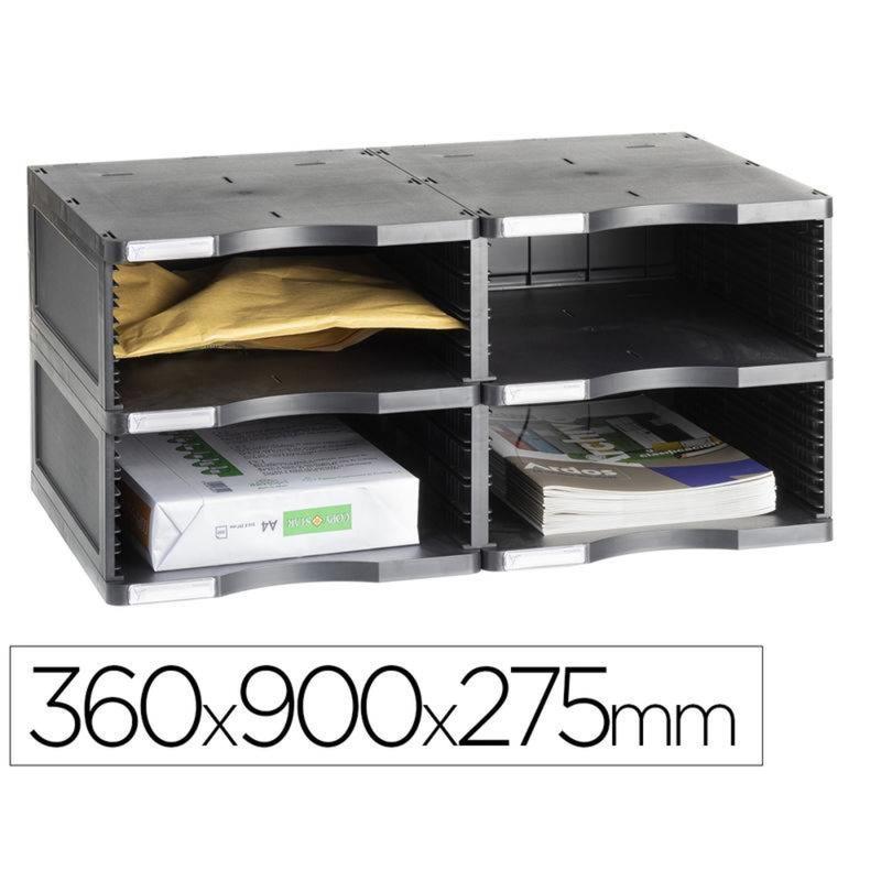 Archivador modular archivo 2000 archivodoc jumbo 4 casillas color negro 360x600x275 mm - 6622 NE