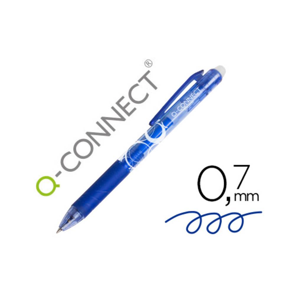 Boligrafo q-connect retractil borrable 0,7 mm color azul