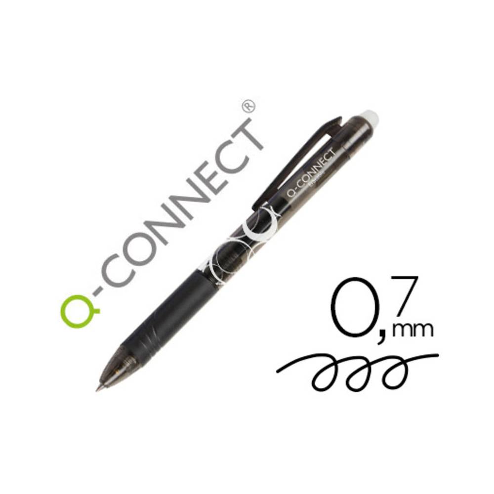 Boligrafo q-connect retractil borrable 0,7 mm color negro