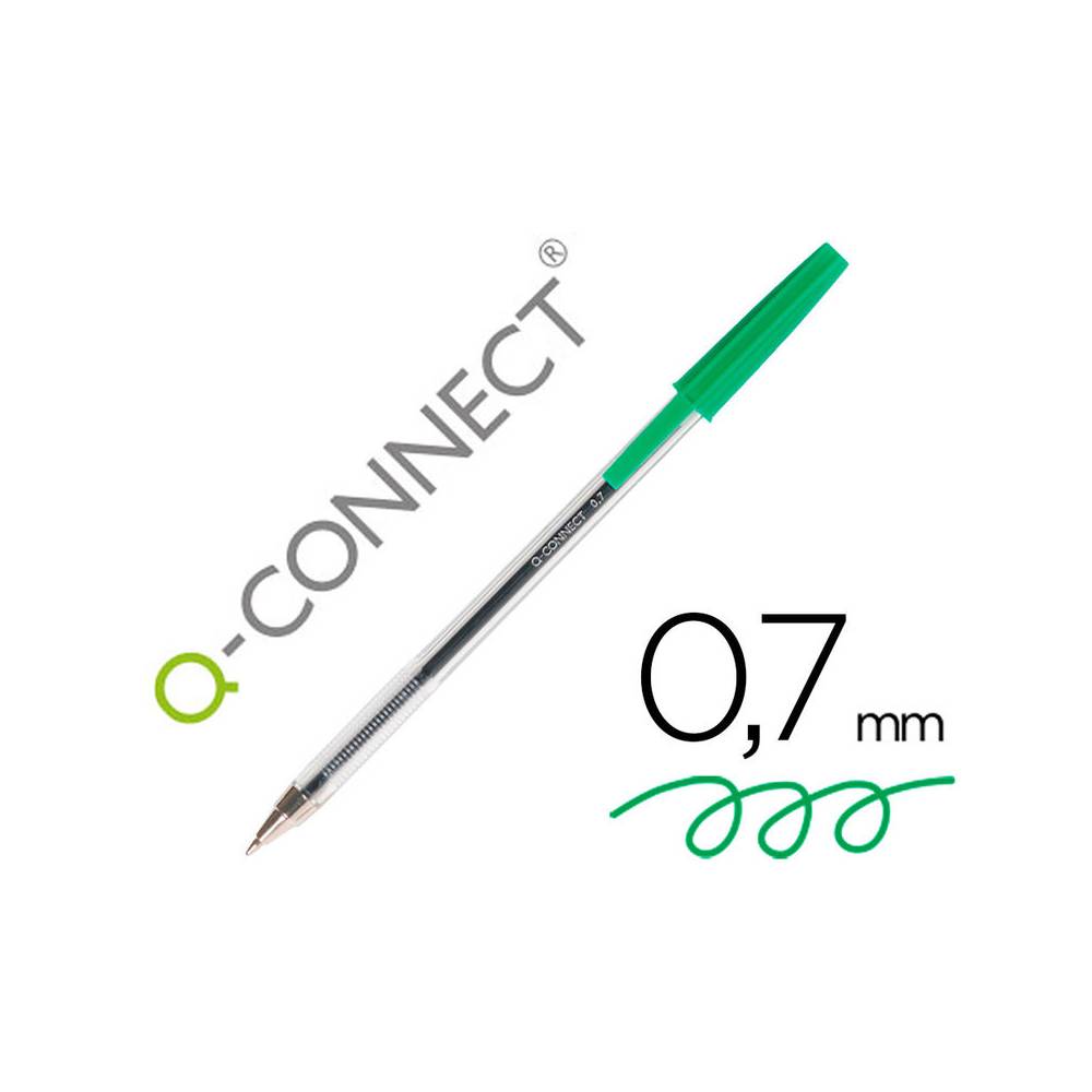 Boligrafo transparente q-connect verde medio kf01043